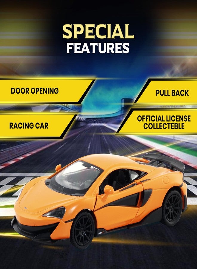 Rmz City 5 Inch Die Cast McLaren 600LT Toy Car 1:37 Scale Model | Licensed Collectible Vehicle with Opening Doors & Pullback Action | International Series for Kids & Car Lovers | Matte Orange - Image 4